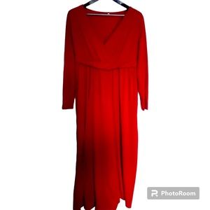 Red Red Red Jersey Knit Long Dress